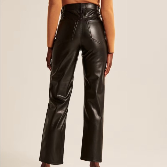 Abercrombie Vegan Leather Ankle Straight Pants Size 27 - Picture 4 of 4